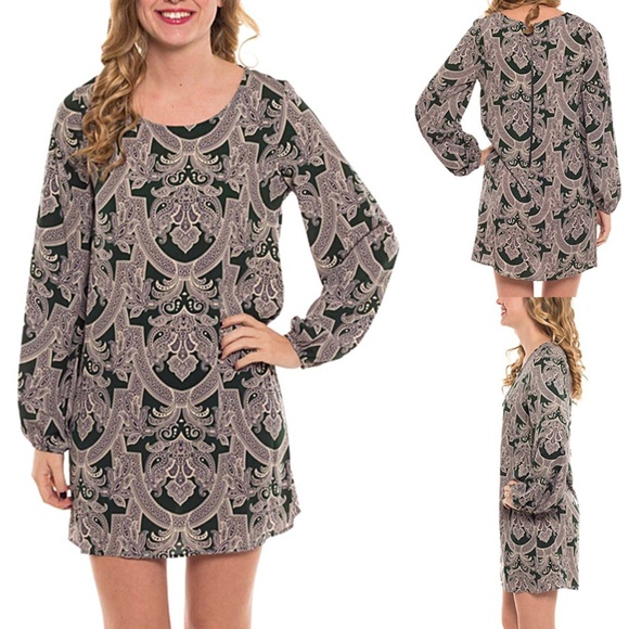 Coveted Clothing Dresses & Skirts - Coveted Clothing Arabesque Green Tunic Shift Dress